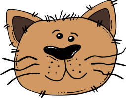 Cartoon Cat face Png, Kitten Face, Brown, Black, Cute, Clipart