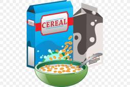 Milk, Box, Bowl of Cereal Clipart