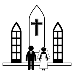 Black adn White Christian wedding Clipart