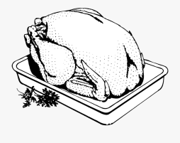 Amazing Cooked Turkey Black and White Clipart