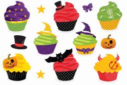 Cupcake Graphics Clipart, Halloween Clip Art