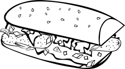 Awesome Food Sandwich Clipart Black and White