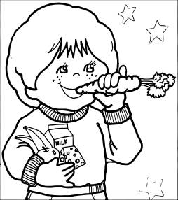 Food, Child Eating Carrot Clipart Black and White