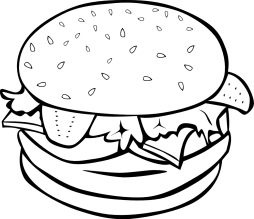 Hamburger Black and White Clipart
