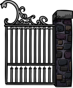 iron Gate and Stone wall Clipart