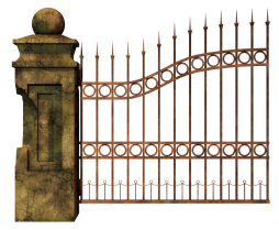 Old Stone wall, iron Gate Clipart