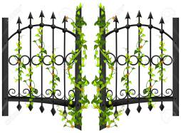 Black open gate beautiful Clipart