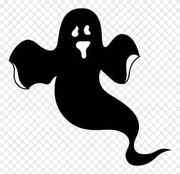 Flying Ghost Black and White Background Clipart