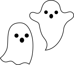 Two Ghost Cute Black and White Clip art