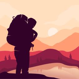 Hiking Vector Background, Hiker Clipart