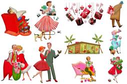 Colors Holiday Clipart, Christmas, Love, Heart, people