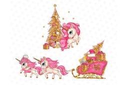 Holiday Clipart, Cute Unicorn Christmas Clip Art