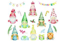 Cute Christmas image Holiday Watercolor Clipart