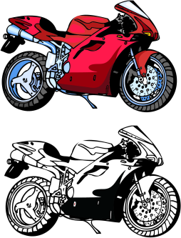 Clipart Red and White Motorcycle image, Yamaha Clipart