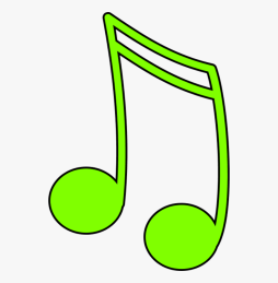 Green Cute Clipart of Music Note