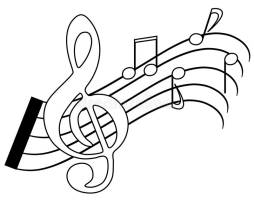 Black and White Music Notes Coloring Page Clipart Transparent