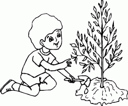 Kid and Plant Clipart Black and White care