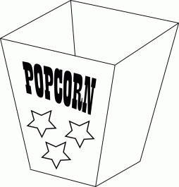 Cool Popcorn Box Clipart free Black and White