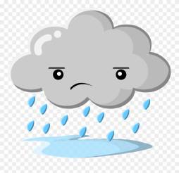 sad Cloud emoji and Raindrops Clipart
