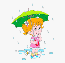 Little Girl walking in the rain Clipart, Raindrop Png