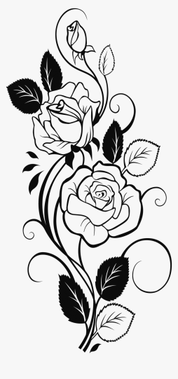 Free Rose flower Clipart Black and White