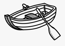 Cute Sailboat, Rowboat Clipart Black and White