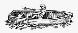 Woman on Sailboat Black and White Clipart