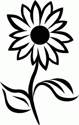 Black and White Sunflower Clipart