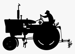 Farmen on a John deere Tractor Clipart Black and White