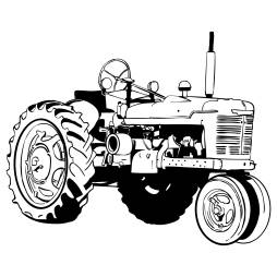 Old Tractor Svg Black and White Clipart