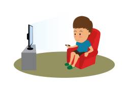 Television, Kid, Boy, Watching Tv, Red armchair, Clipart