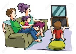 Awesome Family Watching Tv Cartoon Clipart