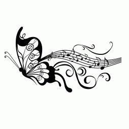 Wavy Music Staff, insect, Butterfly Music Notes Clipart